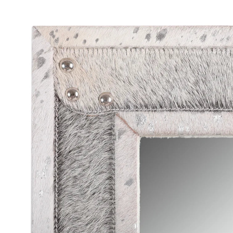Handcrafted Studded Leather Wall Mirror