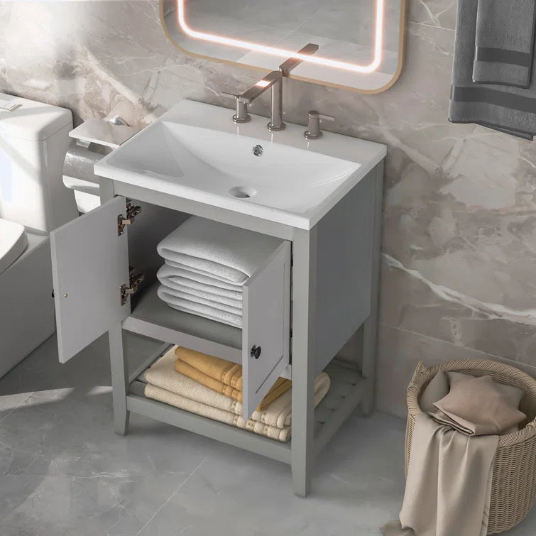 Laroque 23.7'' Single Bathroom Vanity with Ceramic Top