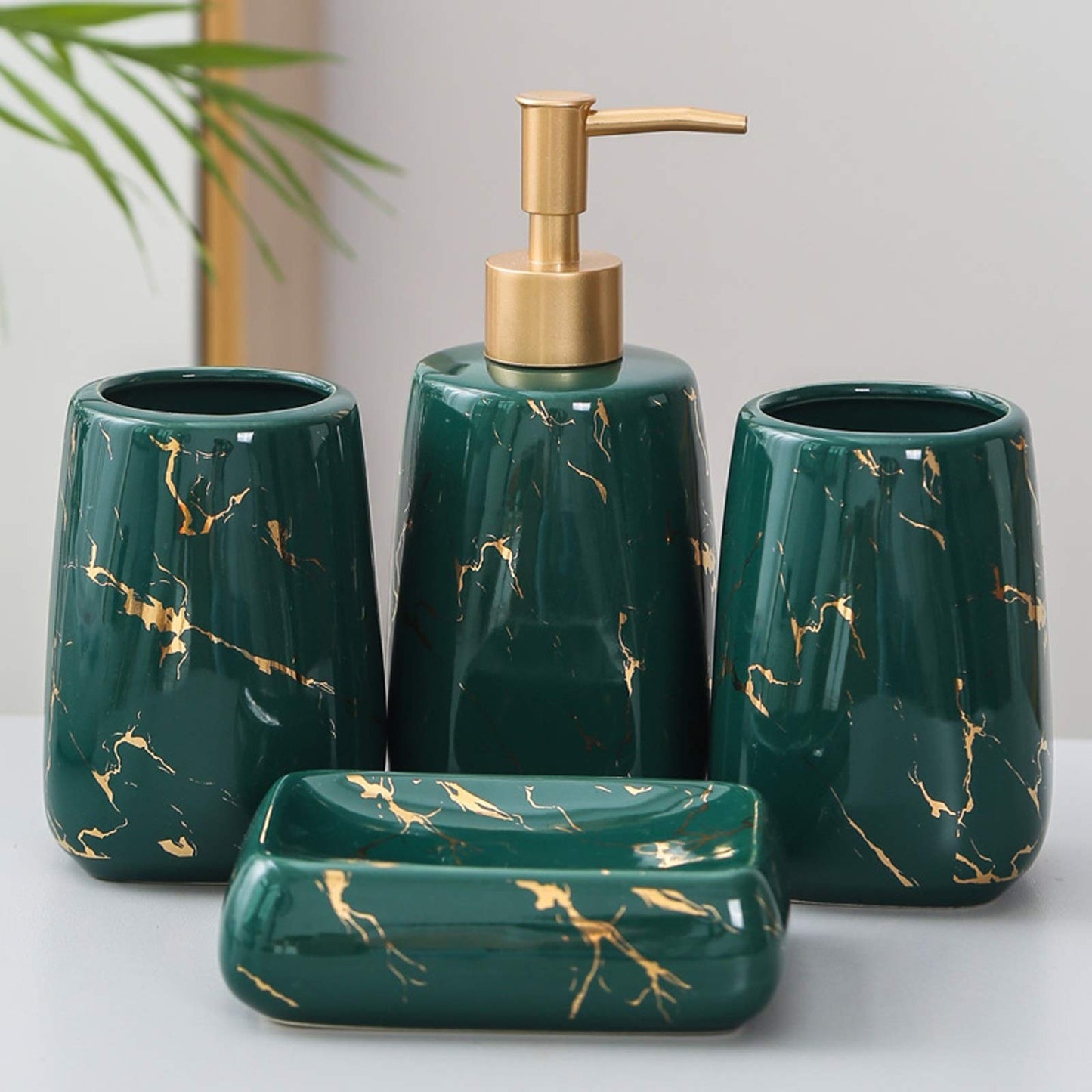 Modern Ceramic Bathroom Soap Dispenser Set