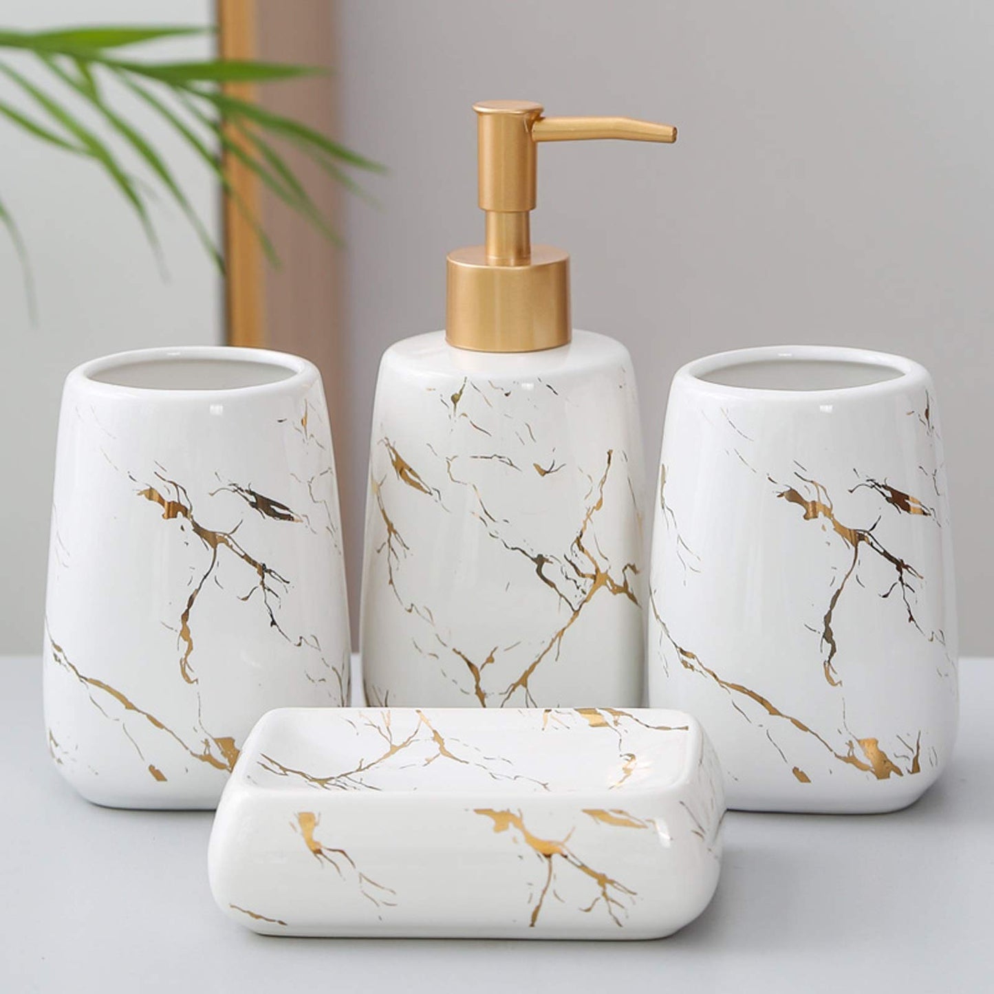 Modern Ceramic Bathroom Soap Dispenser Set